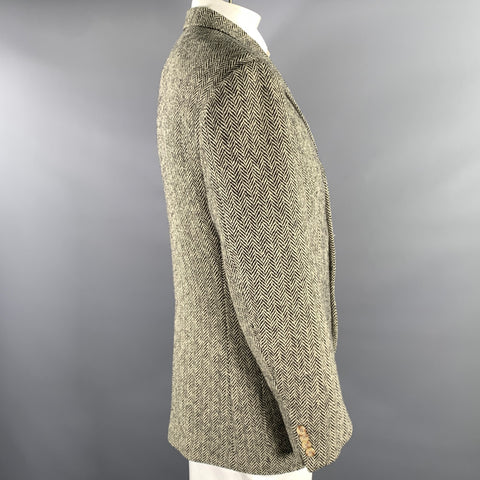 POLO by RALPH LAUREN Size 42 Beige Black Herringbone Wool Sport Coat