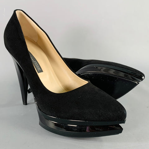 GIANFRANCO FERRE Size 9 Black Suede Platform Pumps