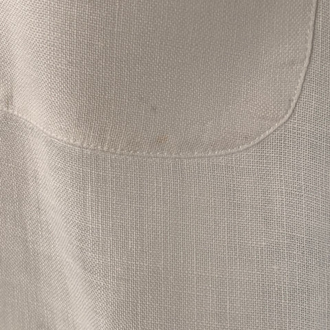 LORO PIANA Size L White Linen One Pocket Long Sleeve Shirt