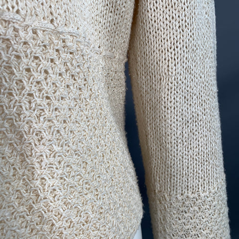 MARGARET OLEARY Size 2 Beige Cotton Silk Textured Knit Tied Front Cardigan
