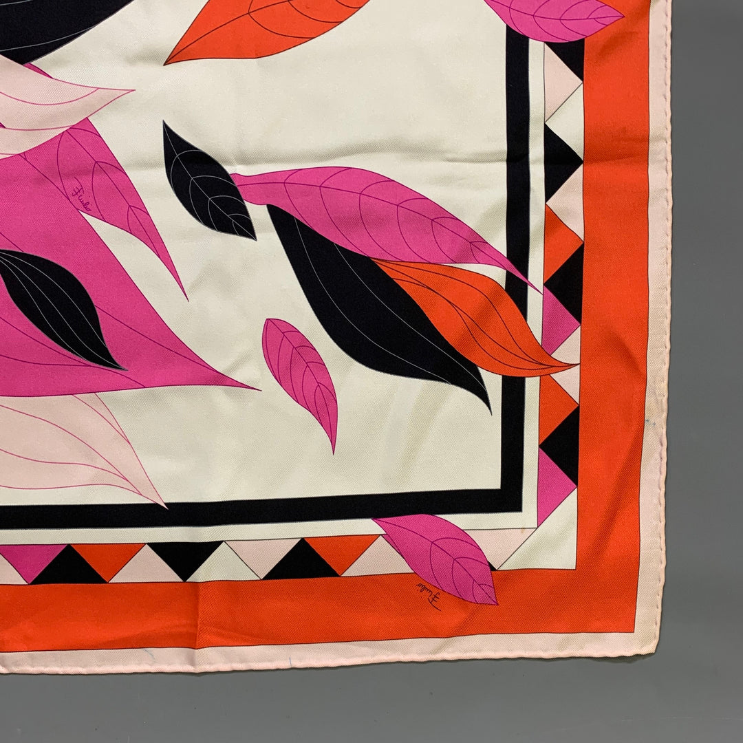 EMILIO PUCCI Pink Orange Silk Scarves & Shawls