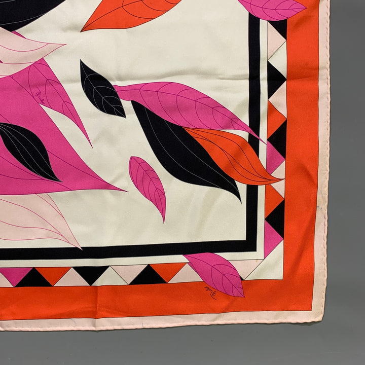 EMILIO PUCCI Pink Orange Silk Scarves & Shawls
