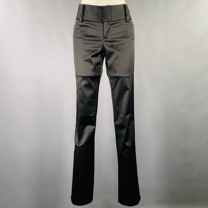 ALICE + OLIVIA Size 8 Black Acetate Blend Narrow Leg Dress Pants