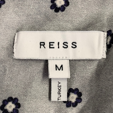 REISS Size M Murph Grey Navy Bandana Cotton Camp Short Sleeve Shirt