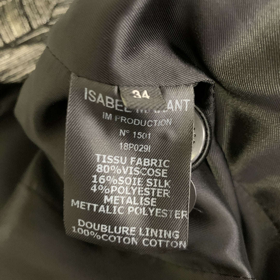 ISABEL MARANT Size 2 Black Silver Viscose Polyester Jacket