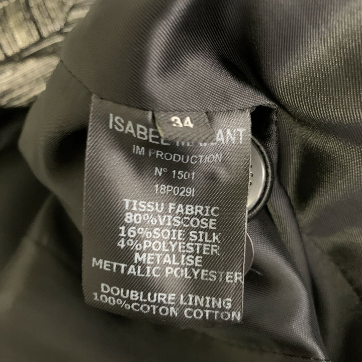 ISABEL MARANT Size 2 Black Silver Viscose Polyester Jacket
