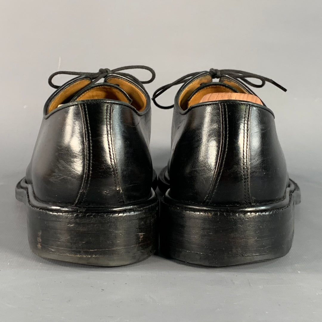 A. TESTONI Size 10.5 Black Leather Oxford Cap Toe Lace-Up  display picture 3