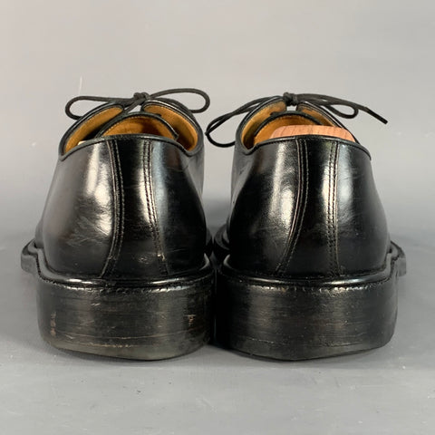 A. TESTONI Size 10.5 Black Leather Oxford Cap Toe Lace-Up Shoes