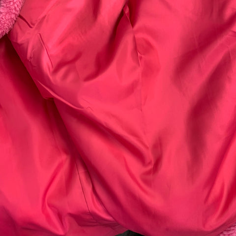 STAND STUDIO Size L Pink Polyester Textured Faux Fur Snaps Coat