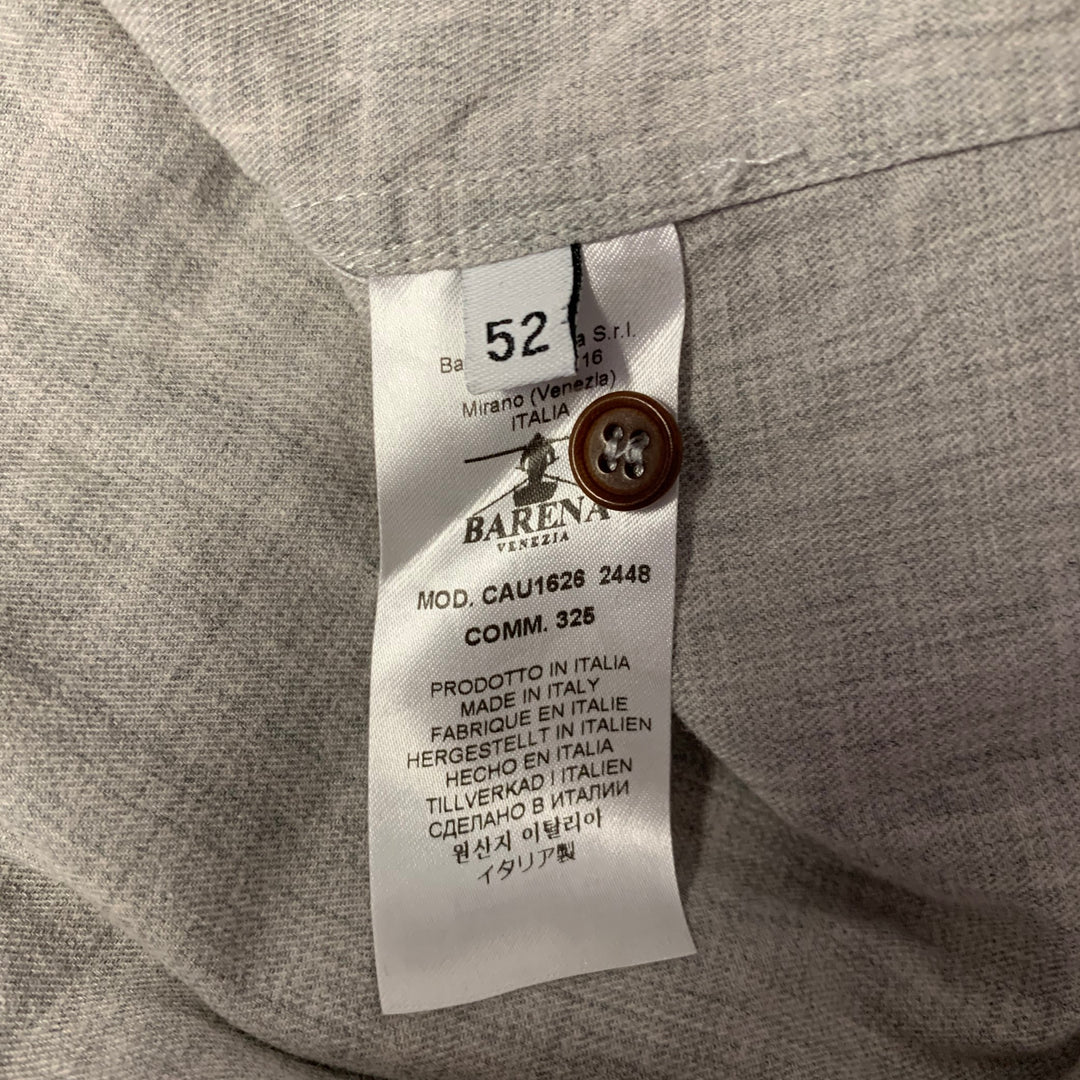 BARENA Size XL Grey Heather Cotton Button Down Long Sleeve Shirt