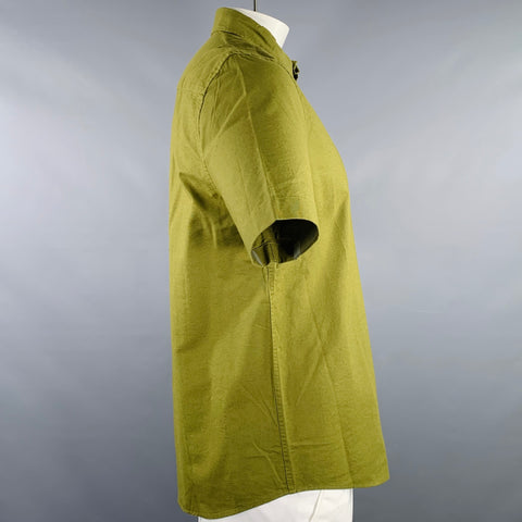WOOD WOOD Size L Green Cotton Button Down Short Sleeve Shirt