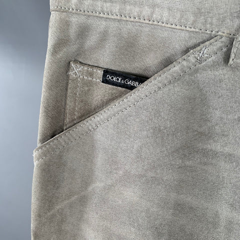 DOLCE & GABBANA Size 32 Grey Suede Five Pockets Straight Casual Pants