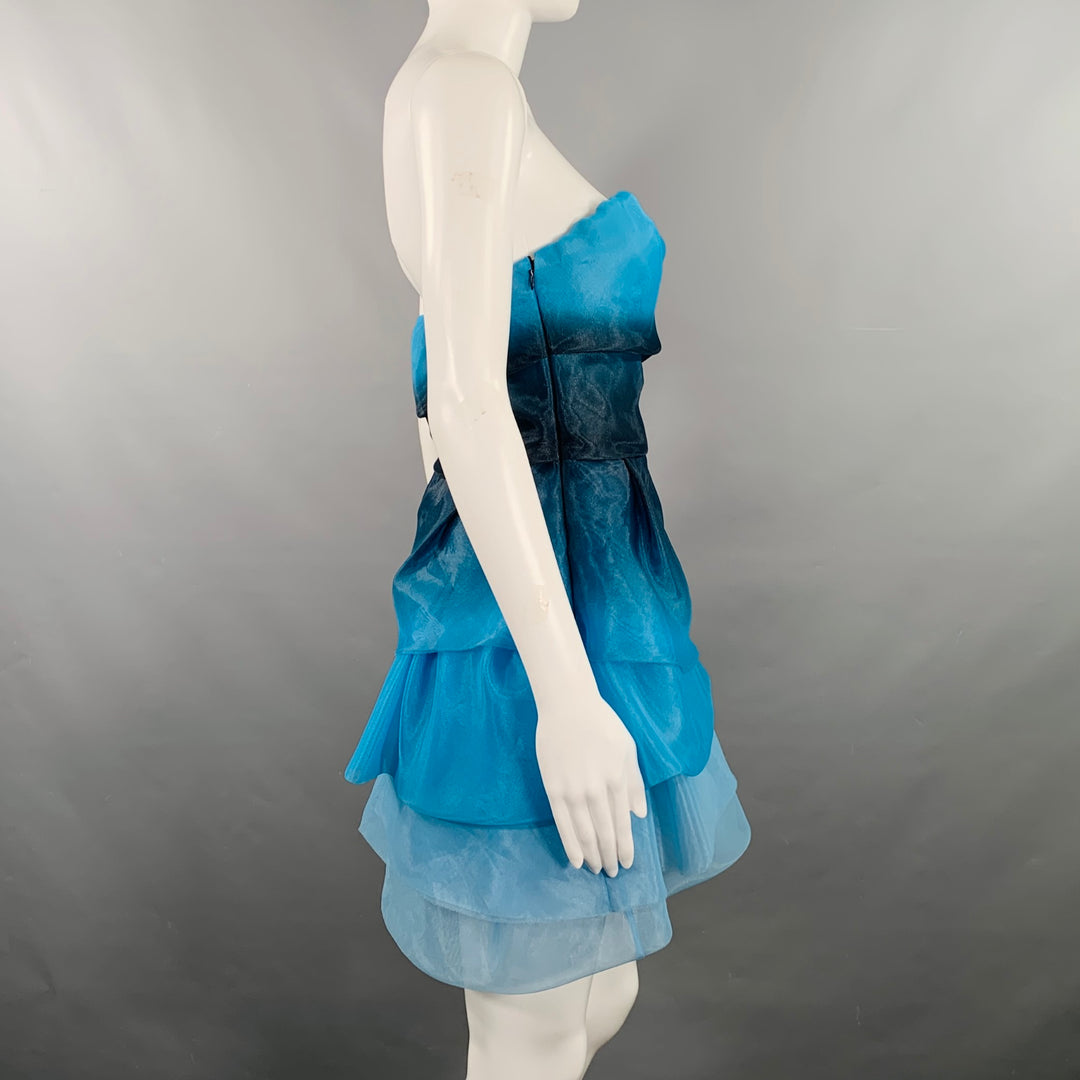ERMANNO SCERVINO Size S Blue Navy Polyester Ombre Strapless Mini Dress   Sui Generis Designer Consignment