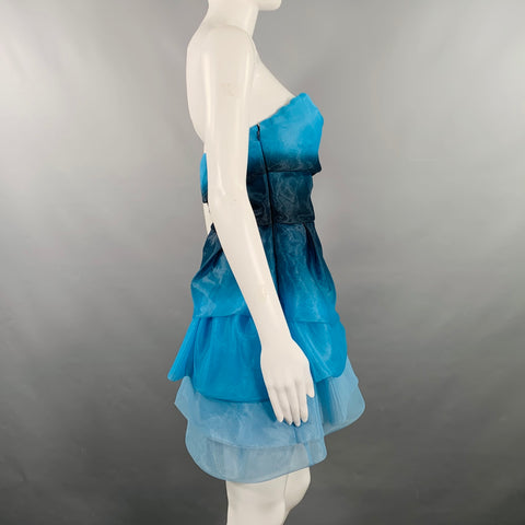 ERMANNO SCERVINO Size S Blue Navy Polyester Ombre Strapless Mini Dress