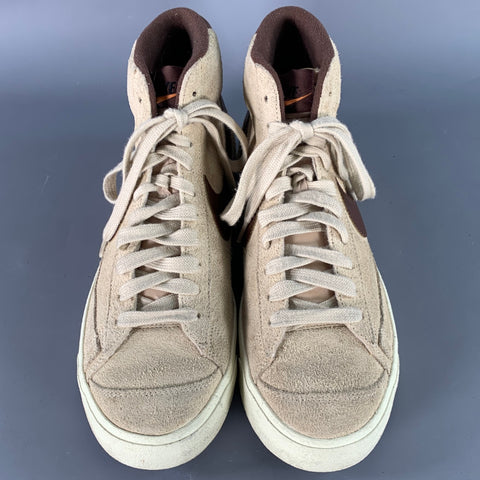 NIKE Size 10.5 Beige Brown Logo Suede High Top Sneakers