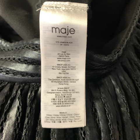 MAJE Size 1 Black Polyester Stripe A Line Knee Length Skirt