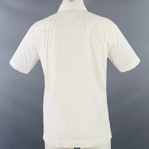ISSEY MIYAKE Size S White Wrinkled Cotton Patch Pocket Short Sleeve Shirt