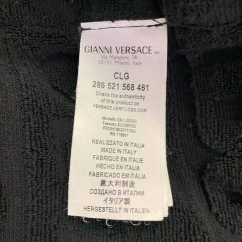 VERSACE Size XL Black Gold Textured Cotton Shawl Collar Robe