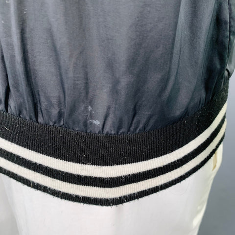 COMME des GARCONS Size L Black White Stripe Nylon Varsity Jacket