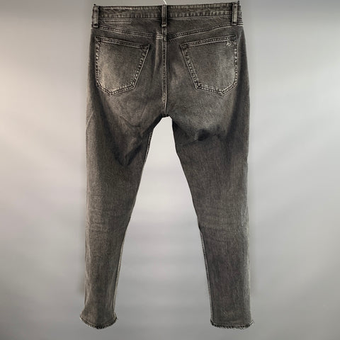 RAG & BONE Size 31 Grey Charcoal MED24S1215FHWB Wash Cotton Blend Low Rise Jeans