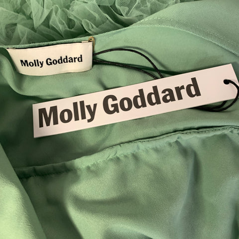 MOLLY GODDARD Size 8 Mint Nylon Tulle Scoop Neck Mid-Calf Cocktail Dress