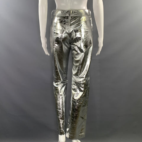 VEDA Size 0 Silver Leather Metallic Lamb Skin Jean Cut Casual Pants
