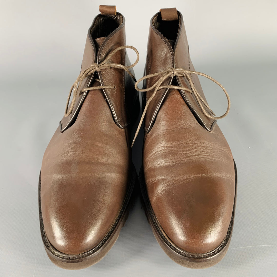 Bruno Magli WENDER LEATHER LACE-UP CHUKKA Ankle BOOTS Brown  display picture 1