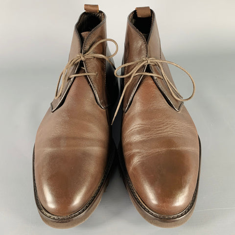BRUNO MAGLI Size 10 Brown Leather Lace-Up Ankle Boots