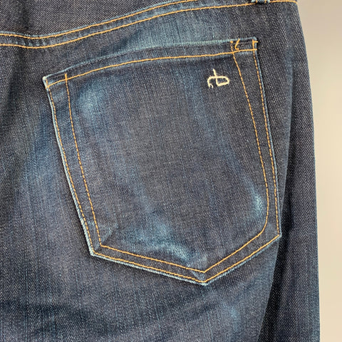 RAG & BONE Size 30 Navy Contrast Stitch Cotton Straight Selvedge Jeans