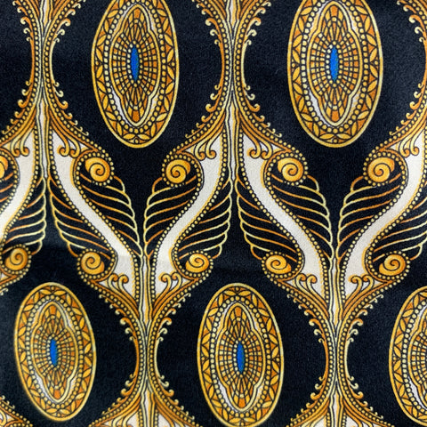 AVANZINI Black Gold Print Silk Tie