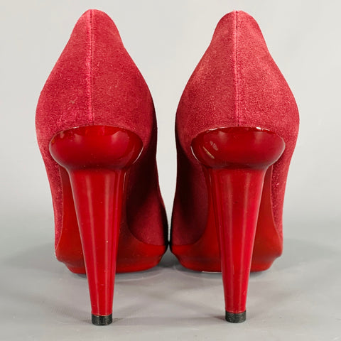 BOTTEGA VENETA Size 6.5 Burgundy Suede Platform Heels Pumps