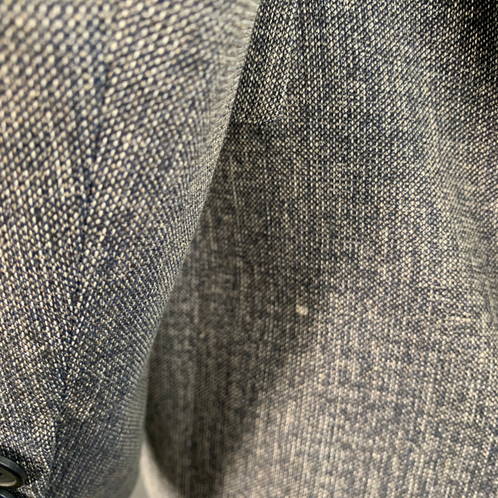 BOTTEGA VENETA Size 46 Navy White Melange Virgin Wool Notch Lapel Sport Coat