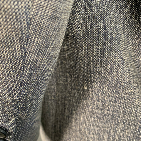BOTTEGA VENETA Taille 46 Manteau de sport à revers cranté en laine vierge chinée marine et blanc