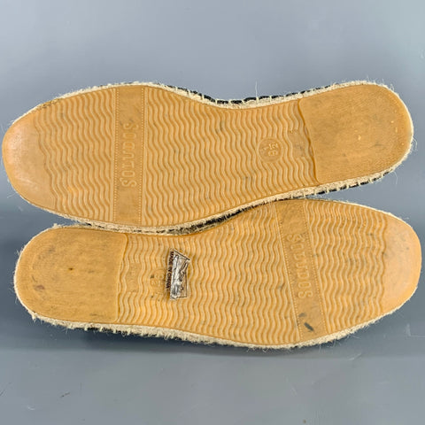 SOLUDOS Size 9.5 Black Beige Leather Espadrille Loafers