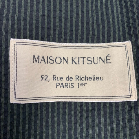 MAISON KITSUNE Size 42 Black Green Seersucker Cotton Sport Coat