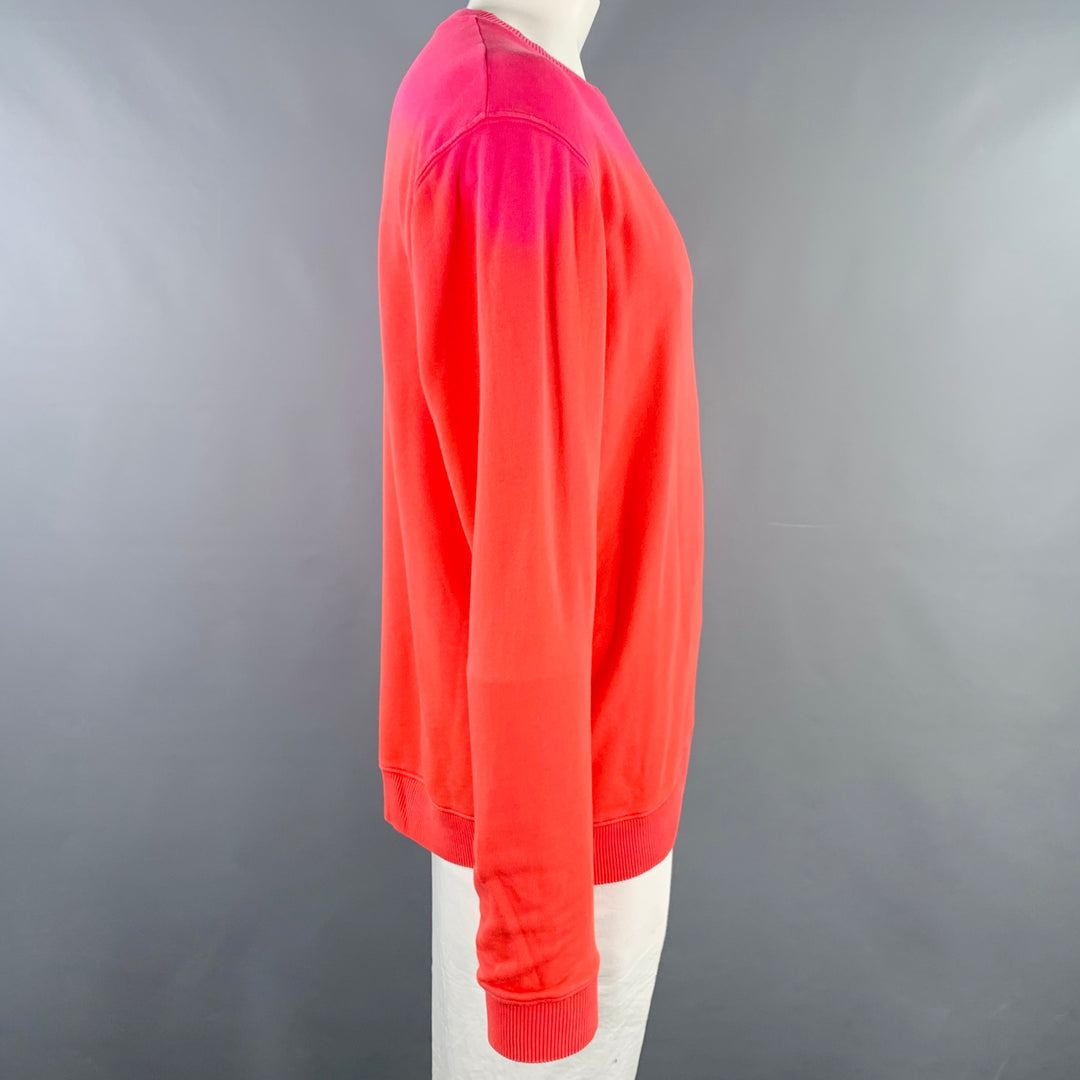 RAF SIMONS Size XL Pink Orange Ombre Cotton Crew Neck Sweatshirt