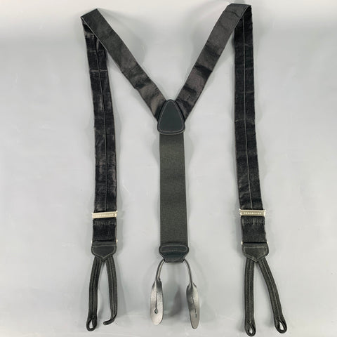 TRAFALGAR Black Satin Leather Suspenders