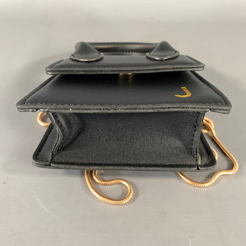 JACQUEMUS Black Gold Leather Mini Handbag