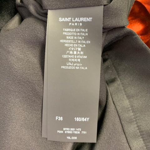 Pantalon habillé SAINT LAURENT en velours mélangé de viscose bordeaux, taille 4