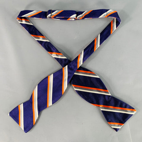 BEAU TIES LTD. Purple Orange  White Diagonal Stripe Silk Bow Tie
