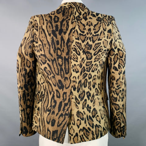 PAUL & JOE Size L Brown Black Animal Print Acrylic Blend Sport Coat