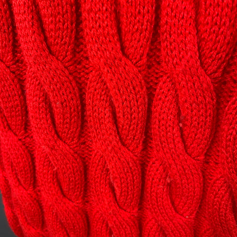 BENETTON Size M Red Cable Knit Wool Acrylic Crew Neck Sweater