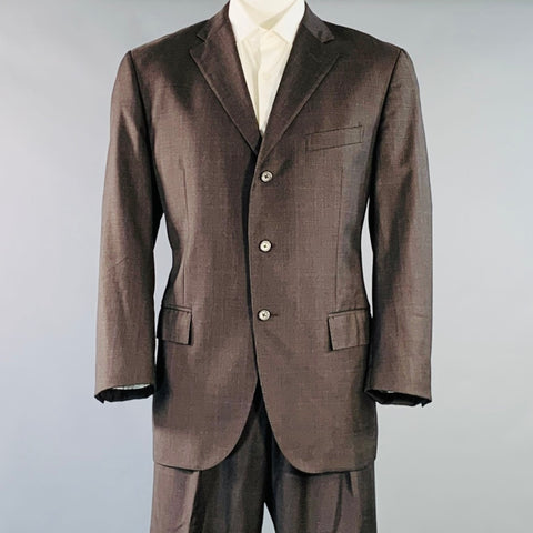 POLO by RALPH LAUREN Size 44 Regular Brown Black Glenplaid Notch Lapel Suit