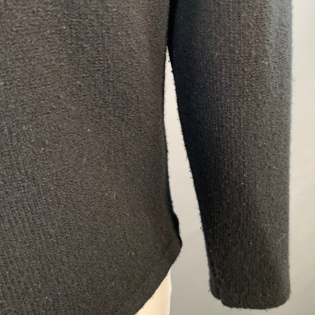 INIS MEAIN Size L Black Merino Wool Cashmere V-Neck Cardigan