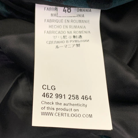 VERSACE COLLECTION Size 38 Green Black Animal Print Velvet Shawl Lapel Sport Coat