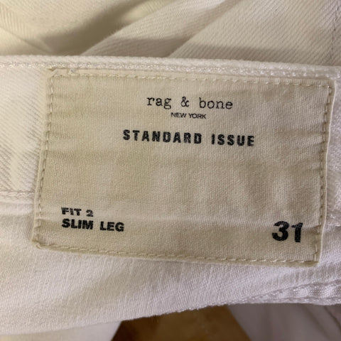 RAG & BONE Size 31 White Cotton Slim Jeans