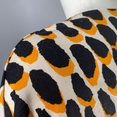 DIANE VON FURSTENBERG Size 2 Orange Black Silk Jersey Animal Print Pull On Dress
