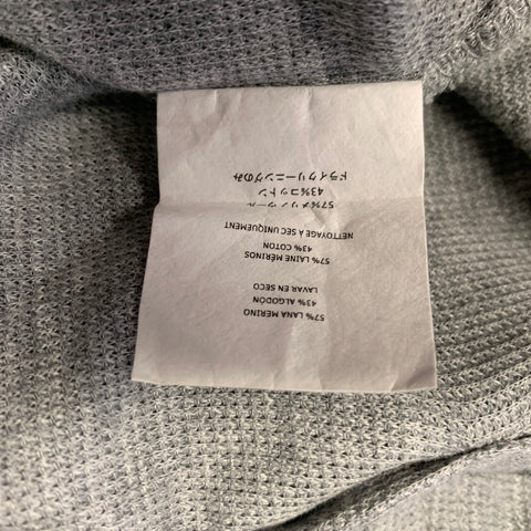 PRIVATE STOCK Size L Grey Heather Merino Wool / Cotton Pleated Cardigan