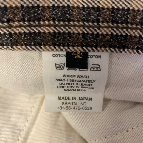 KAPITAL Size 34 Brown Light brown Gingham Cotton Baggy Casual Pants