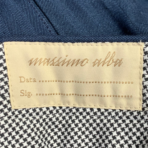 MASSIMO ALBA Size 34 Navy Herringbone Linen Cotton Flat Front Dress Pants